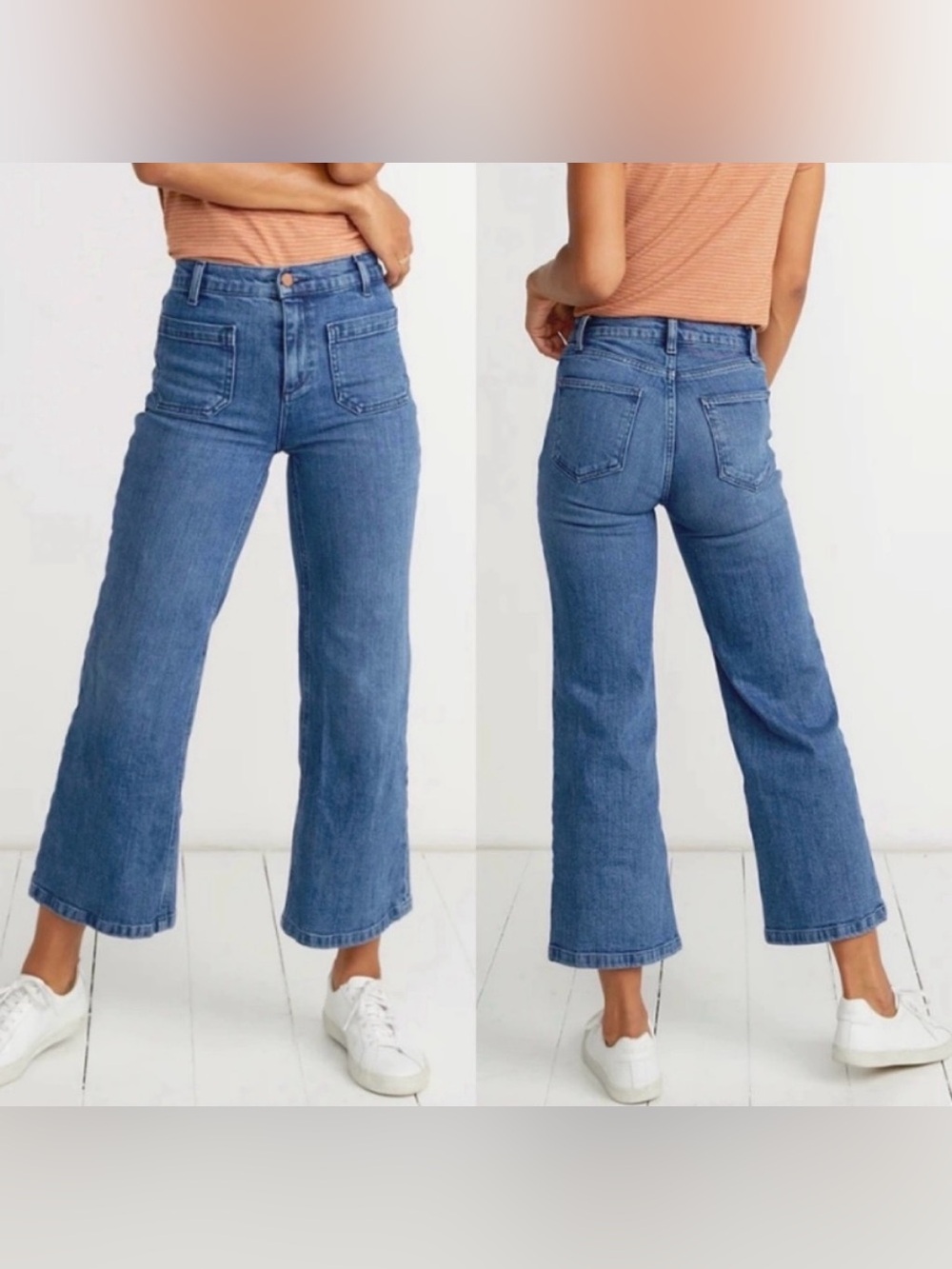 Marine Layer Front Patch Pocket Wide Leg Cropped Jeans Size 26 EUC